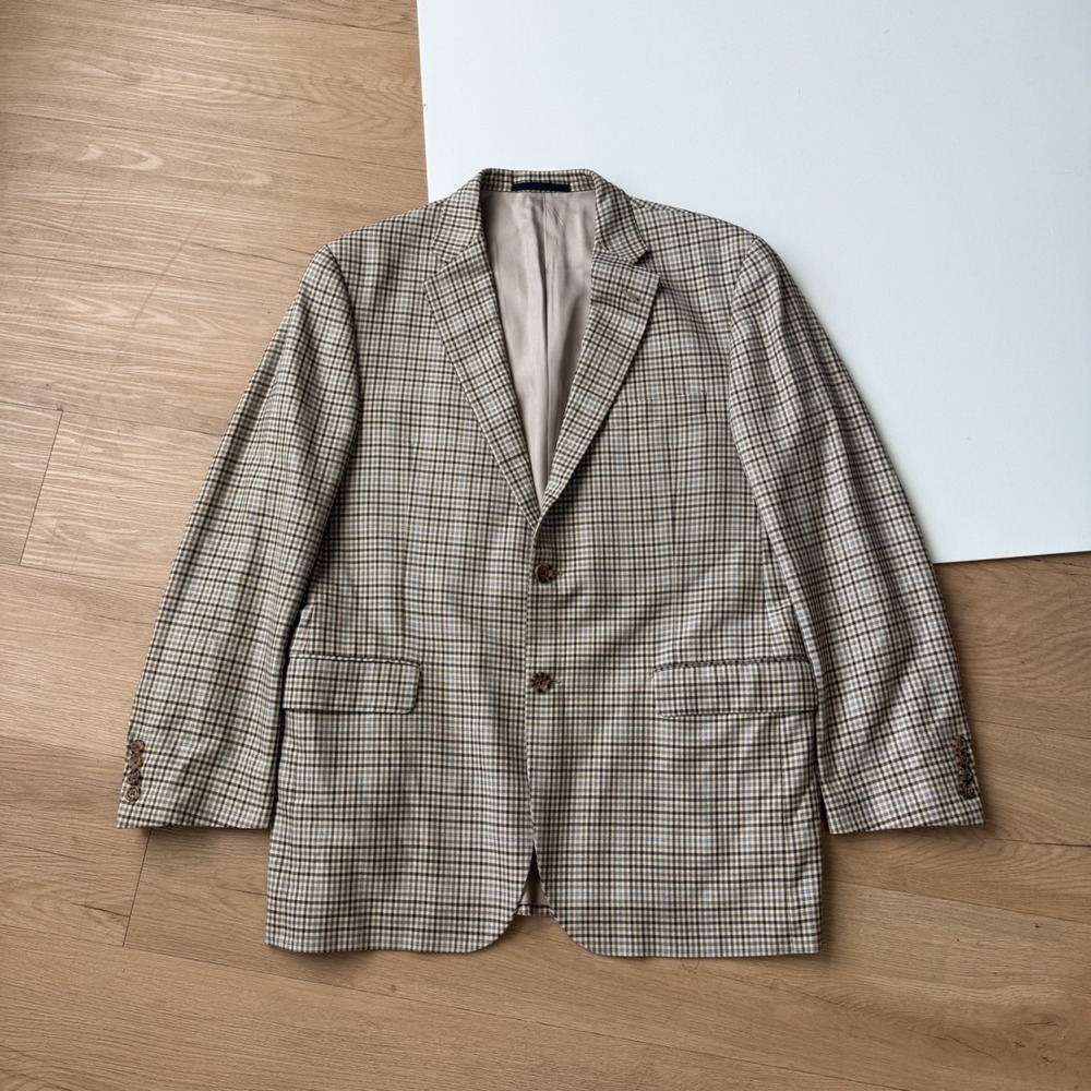 VTG Burberry London 42 Reg Blazer Bond Street Silk Wool Cotton Check Sport Coat